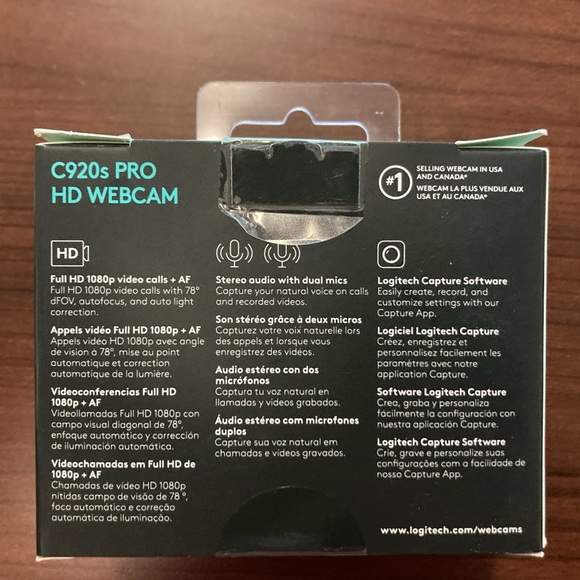 Brand new, never open/used Logitech C920s Pro HD Webcam - Picture 3 of 3